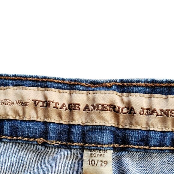 NINE West Vintage America Jeans size 10 Blue Crop Classic Rise Denim - Picture 4 of 8